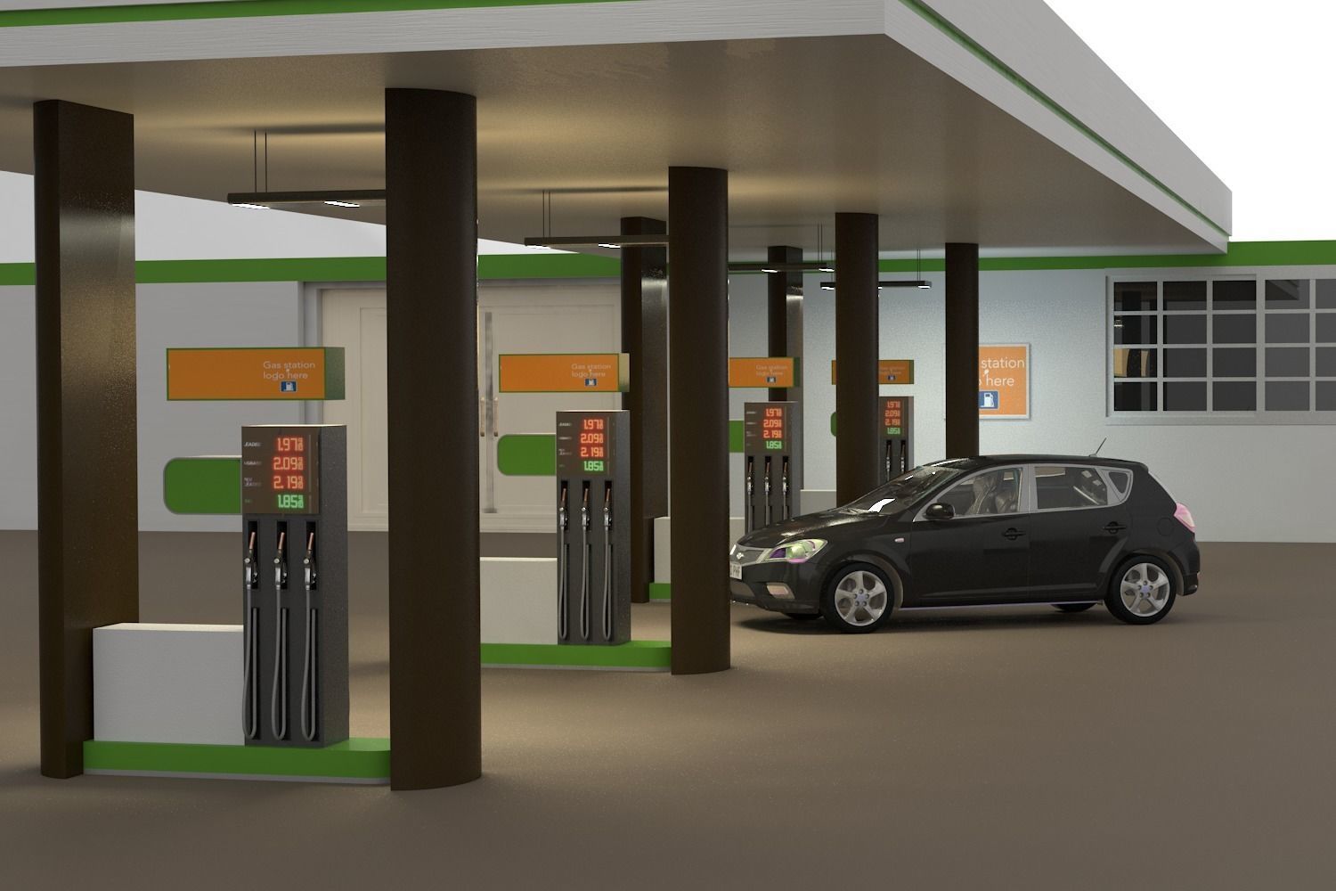 Gas station 3D model_2