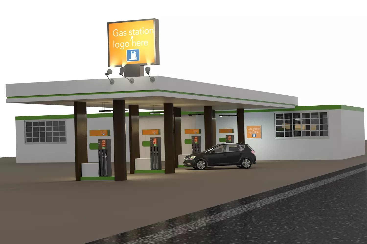 Gas station 3D model_0