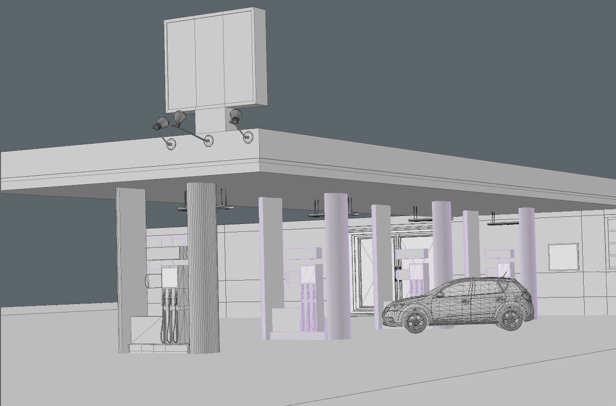 Gas station 3D model_4