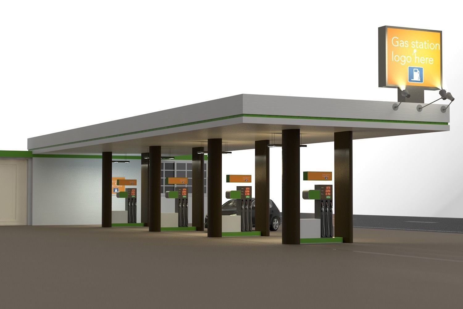 Gas station 3D model_1
