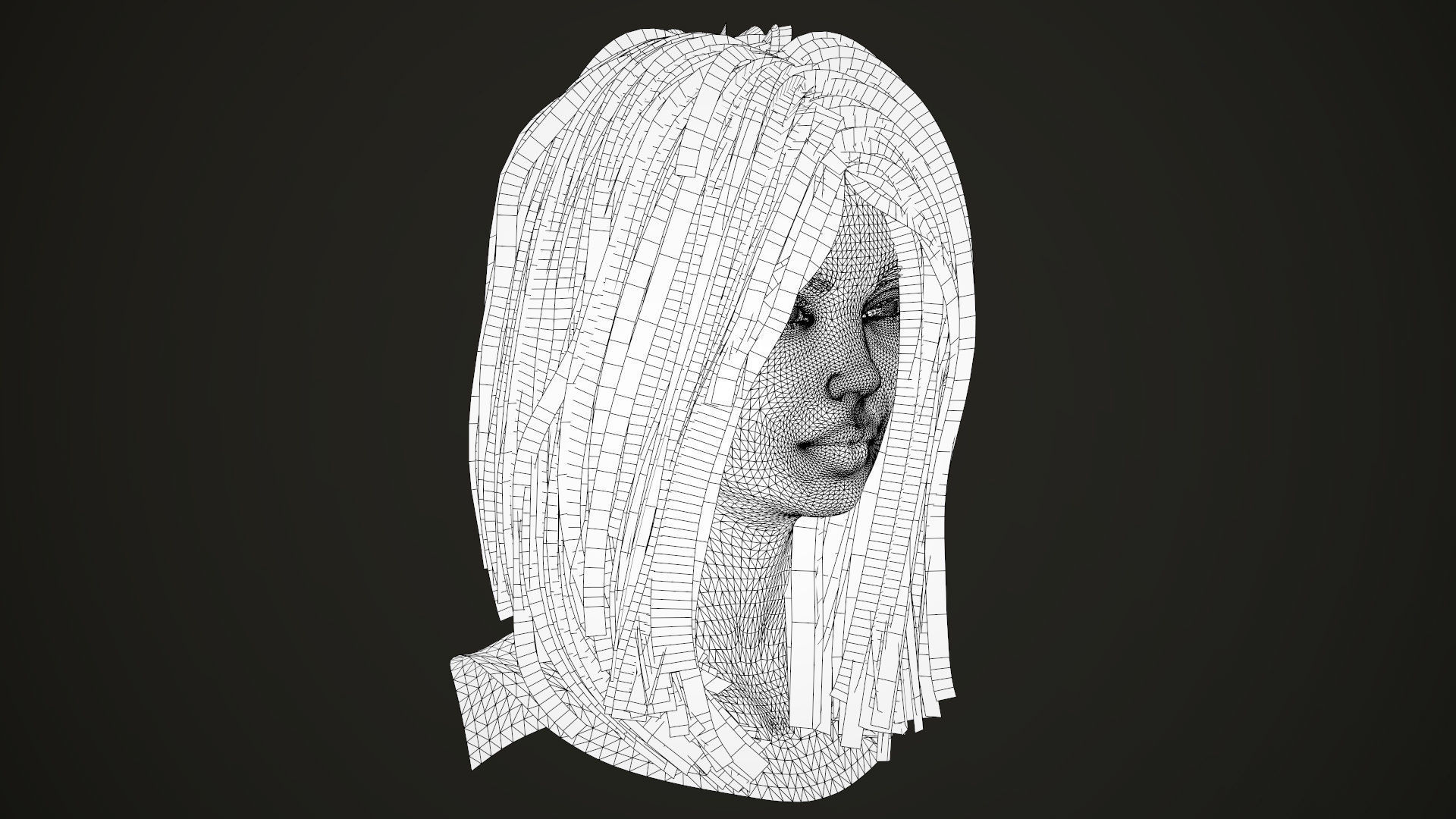PBR realtime stylized hair for Abella plus UE4 project Low-poly 3D model_46