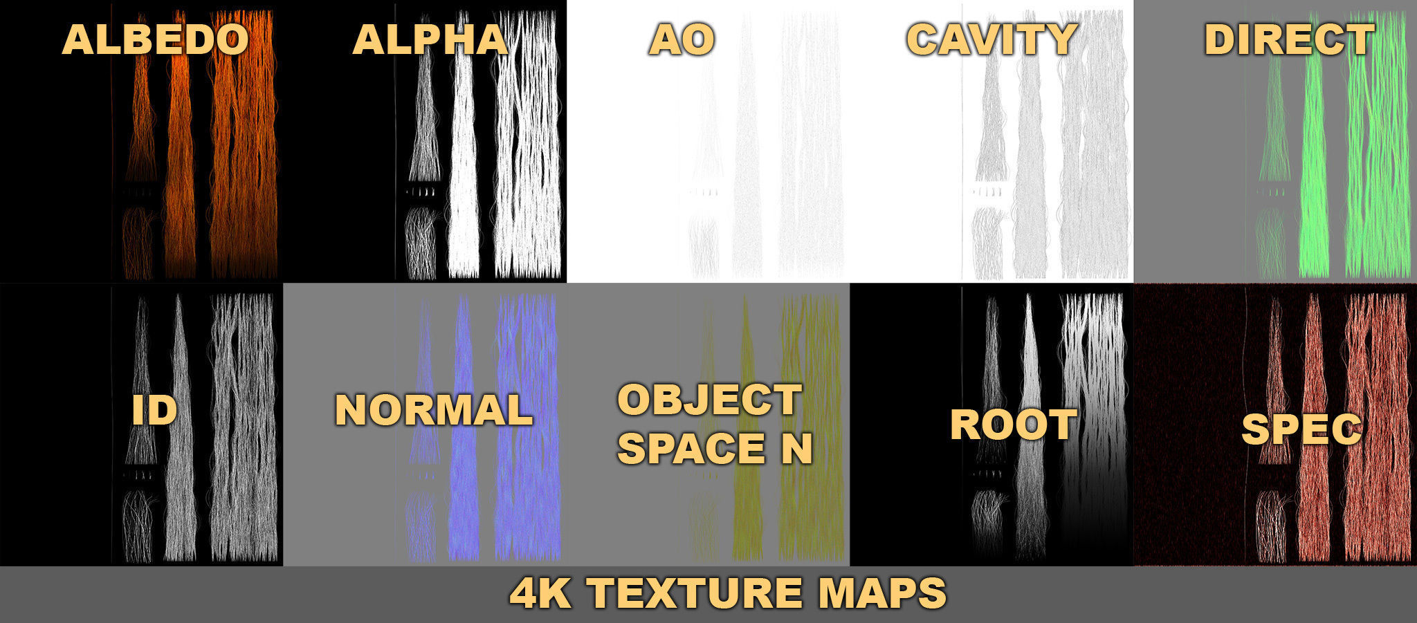 PBR realtime stylized hair for Abella plus UE4 project Low-poly 3D model_71