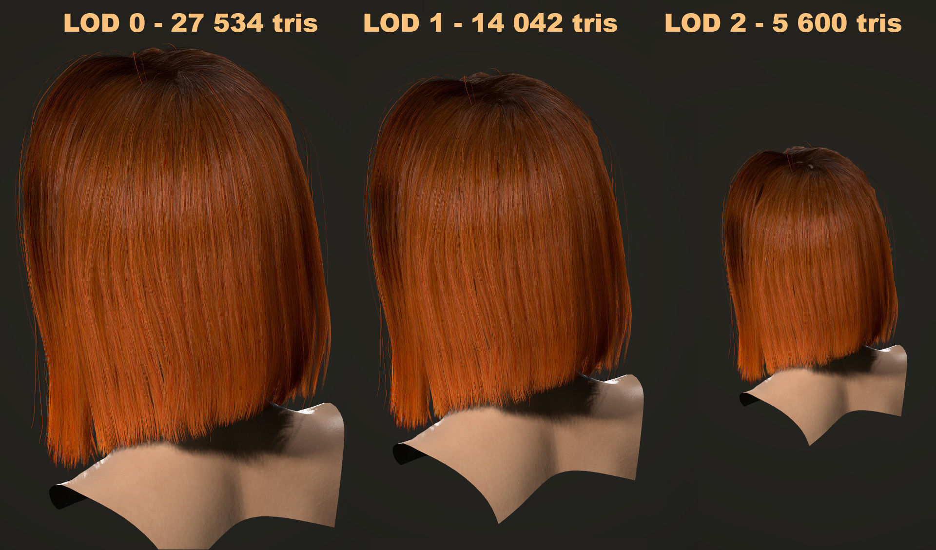 PBR realtime stylized hair for Abella plus UE4 project Low-poly 3D model_63