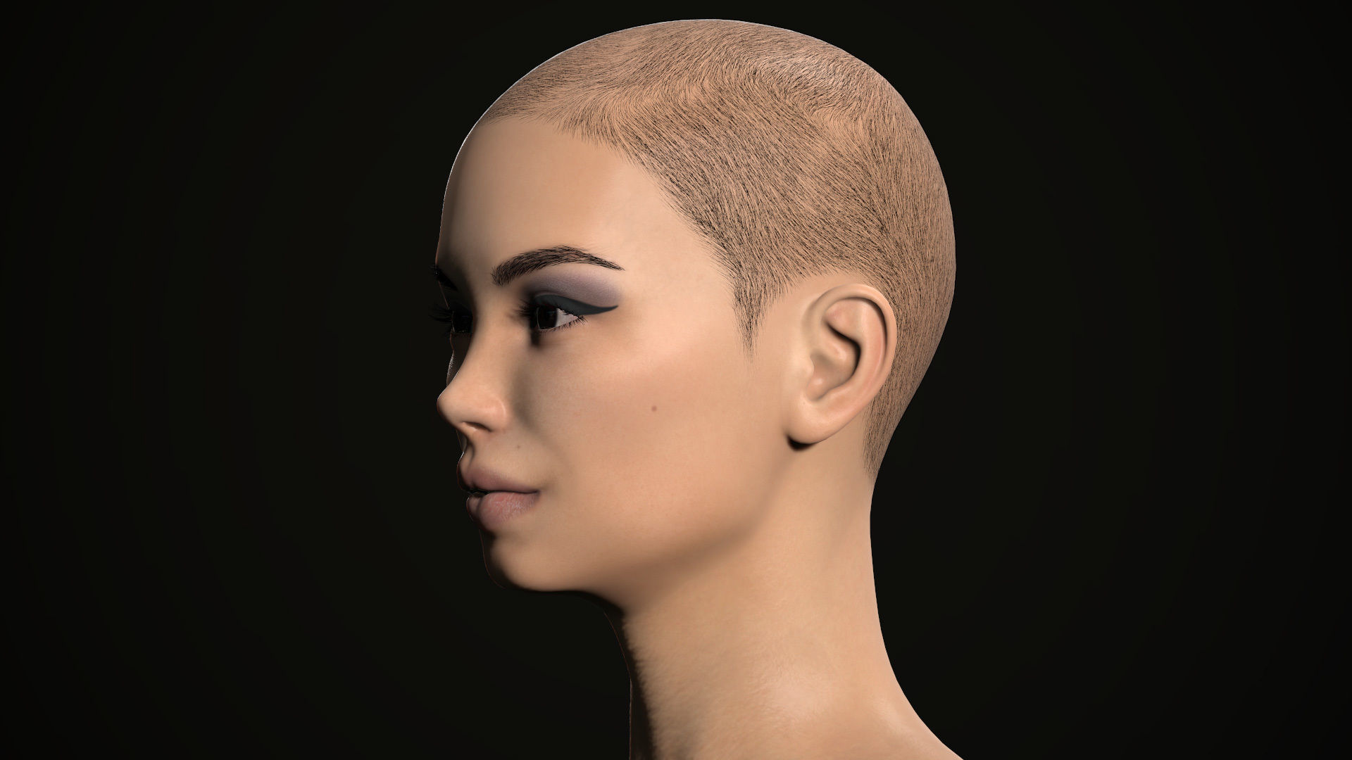 PBR realtime stylized hair for Abella plus UE4 project Low-poly 3D model_55