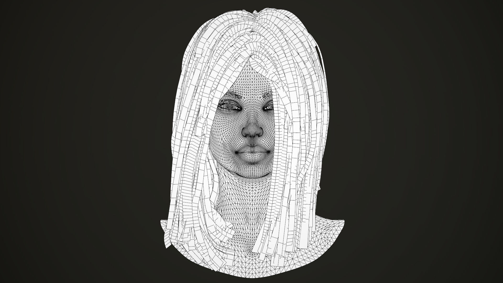 PBR realtime stylized hair for Abella plus UE4 project Low-poly 3D model_30