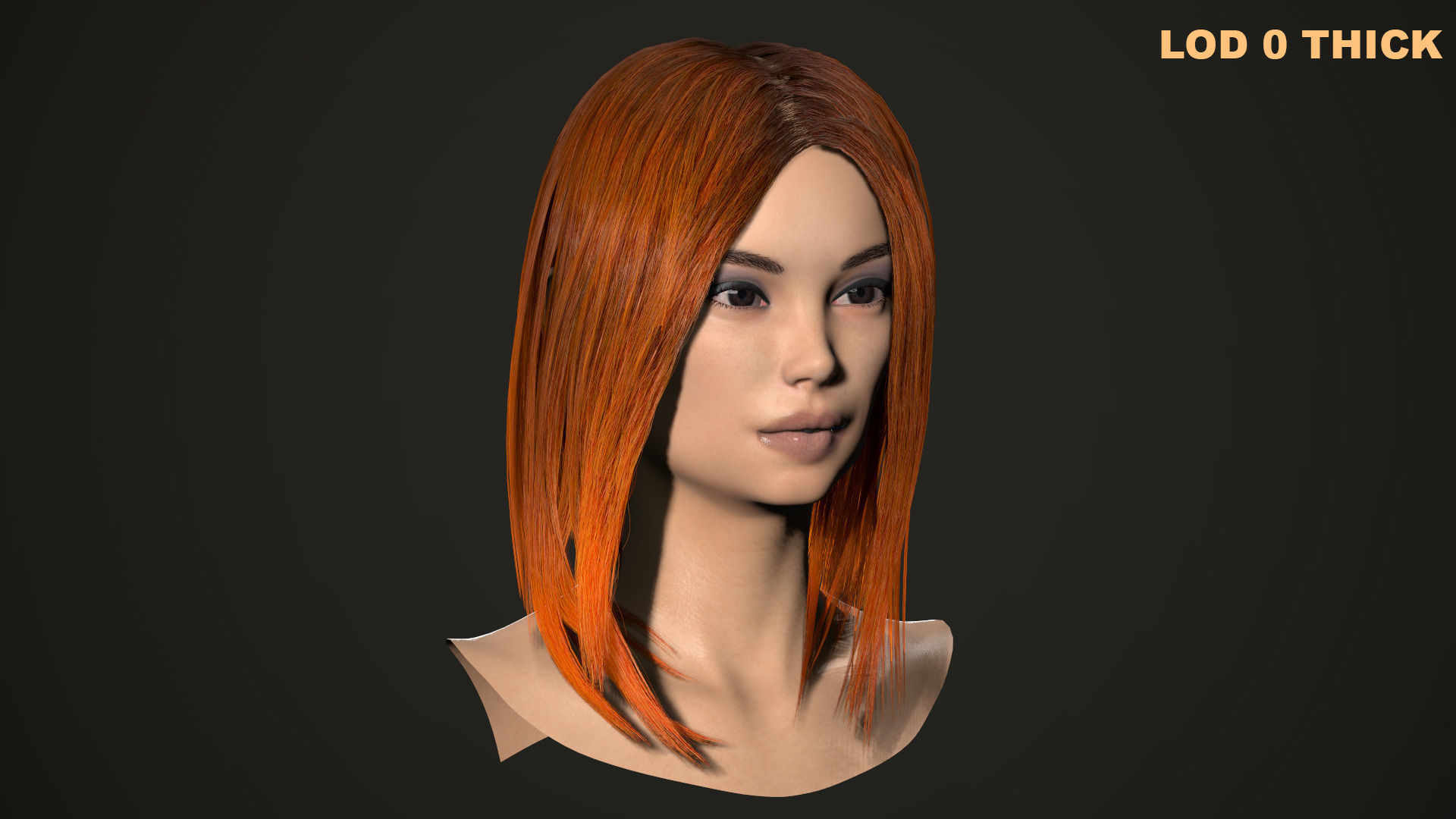 PBR realtime stylized hair for Abella plus UE4 project Low-poly 3D model_49