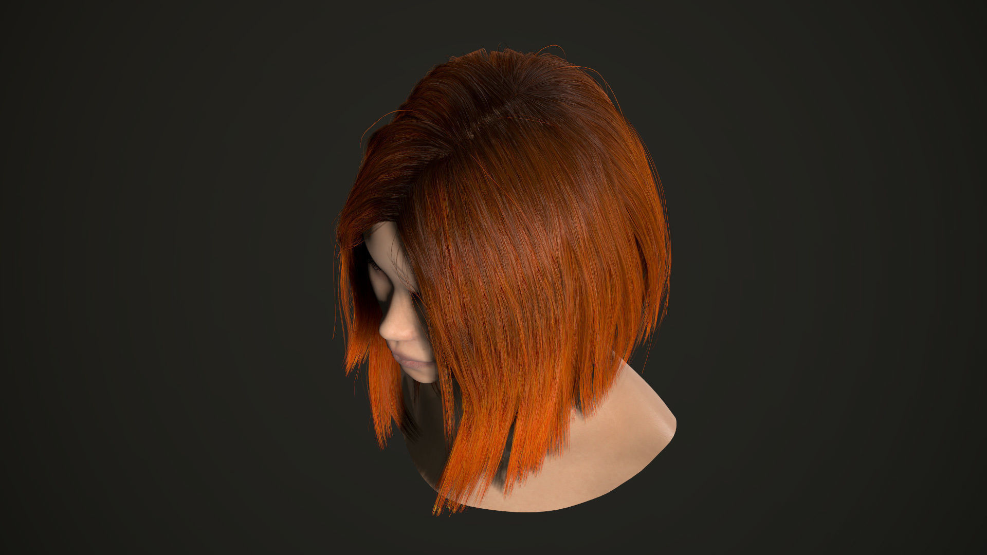 PBR realtime stylized hair for Abella plus UE4 project Low-poly 3D model_11