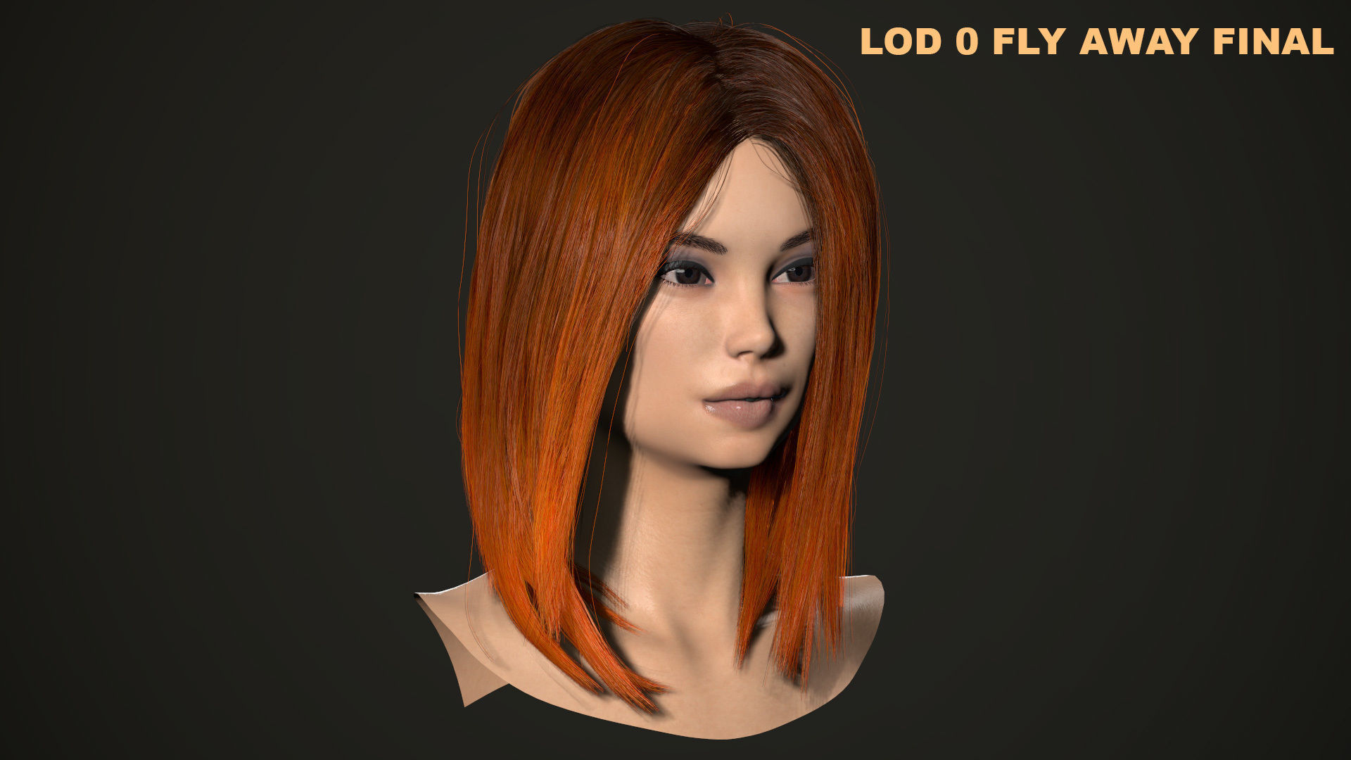 PBR realtime stylized hair for Abella plus UE4 project Low-poly 3D model_26