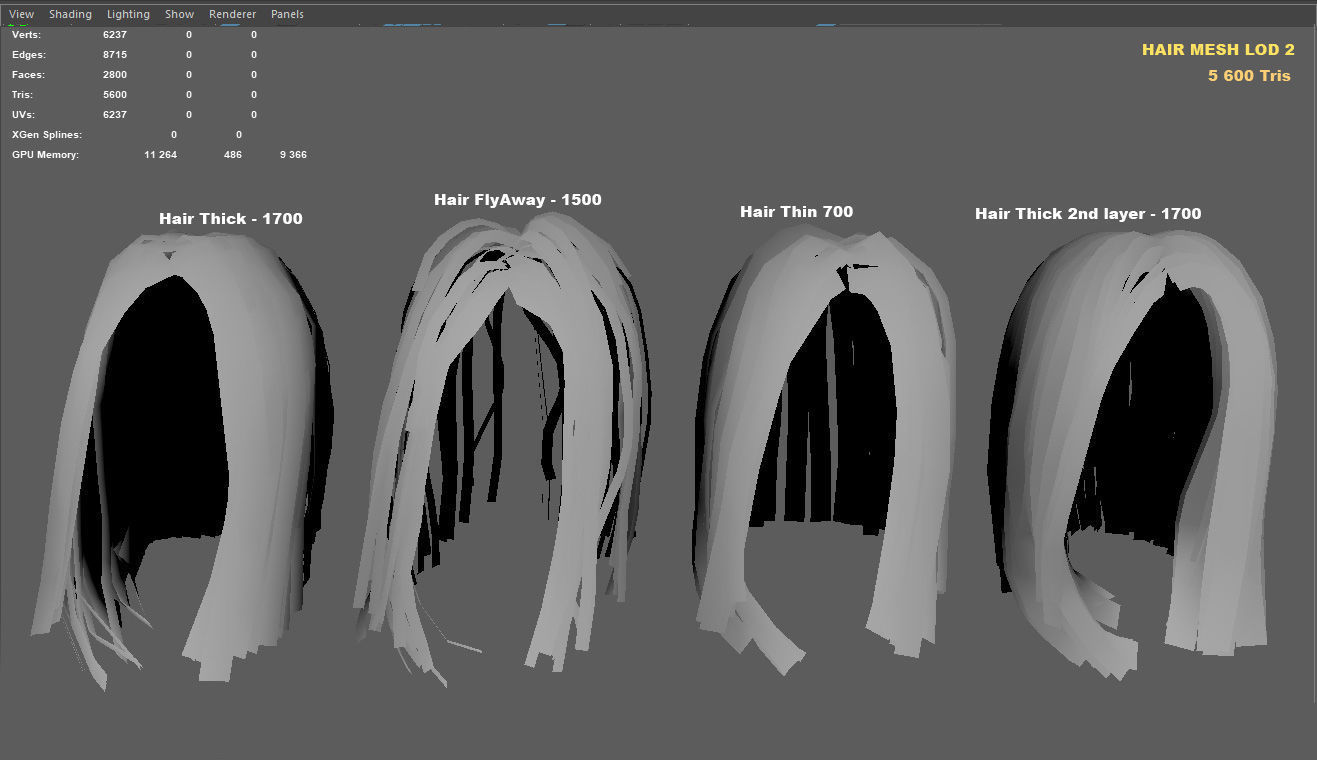 PBR realtime stylized hair for Abella plus UE4 project Low-poly 3D model_18