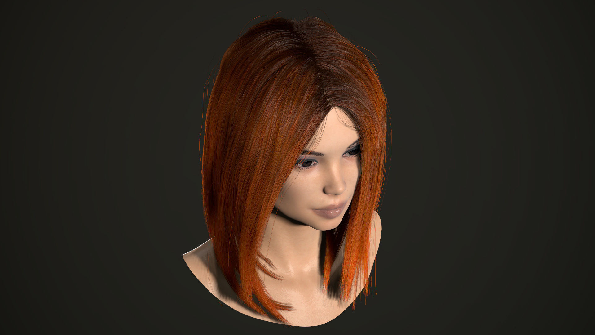 PBR realtime stylized hair for Abella plus UE4 project Low-poly 3D model_9