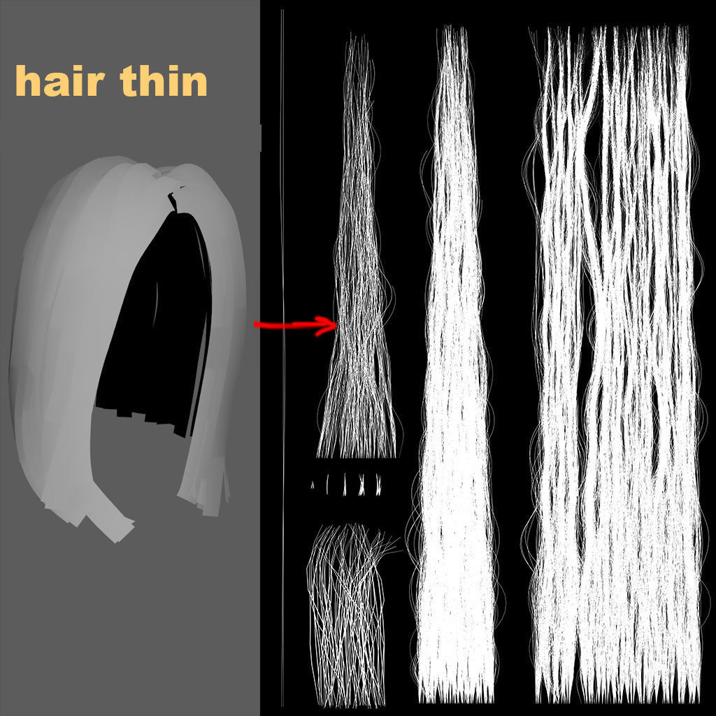 PBR realtime stylized hair for Abella plus UE4 project Low-poly 3D model_24