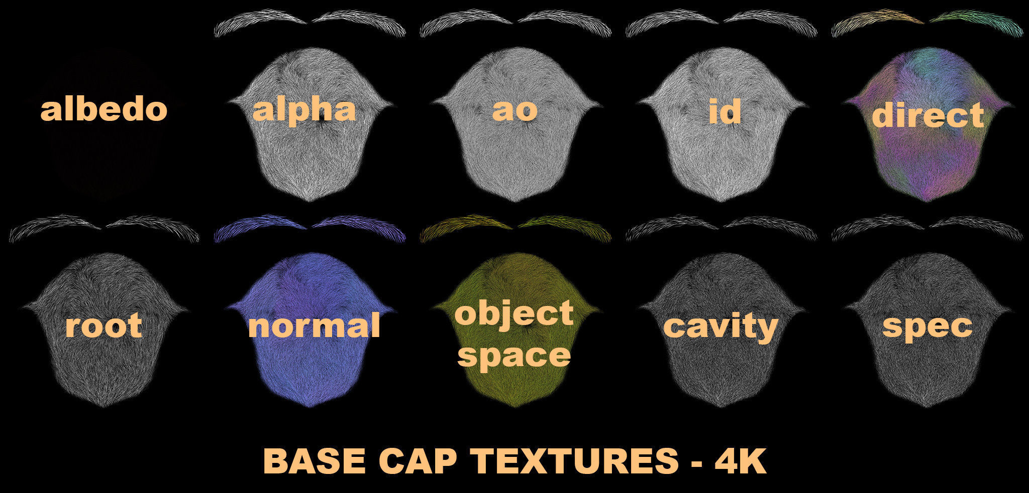 PBR realtime stylized hair for Abella plus UE4 project Low-poly 3D model_72