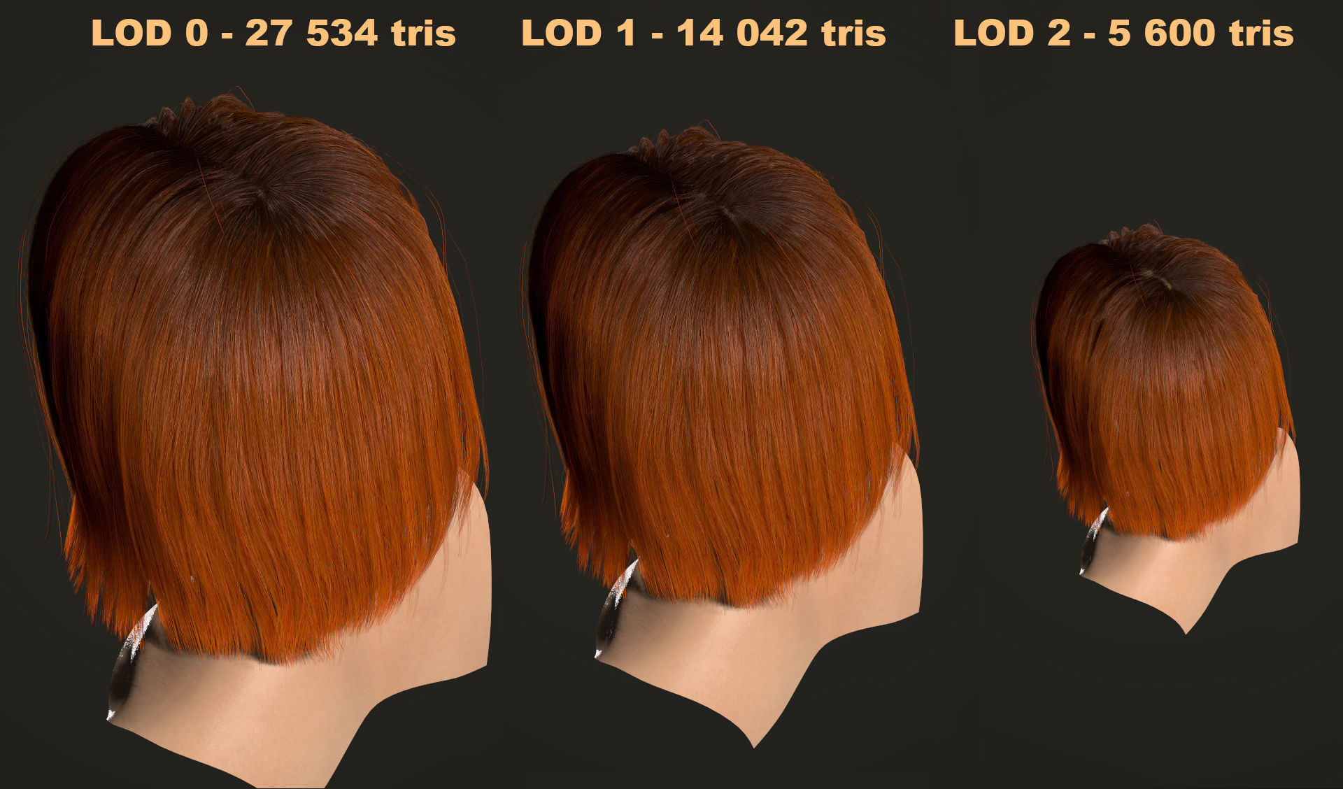 PBR realtime stylized hair for Abella plus UE4 project Low-poly 3D model_68