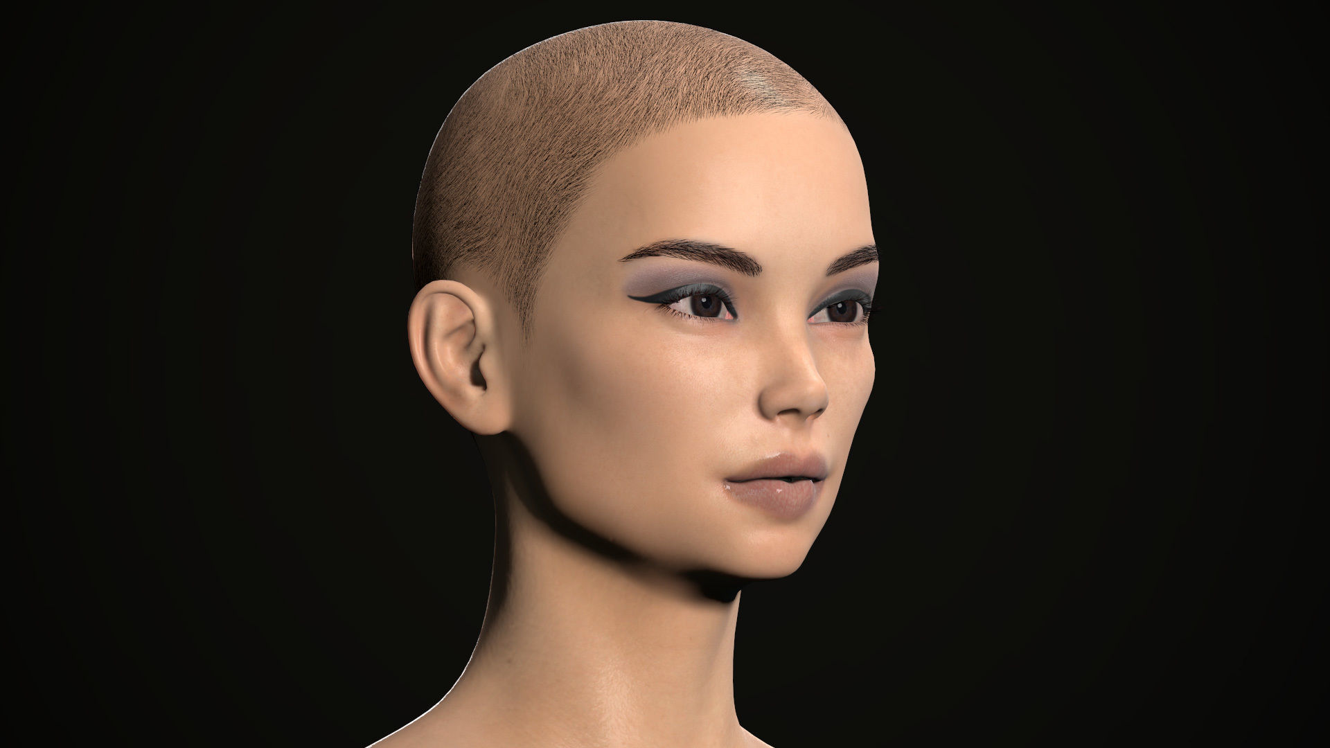 PBR realtime stylized hair for Abella plus UE4 project Low-poly 3D model_58