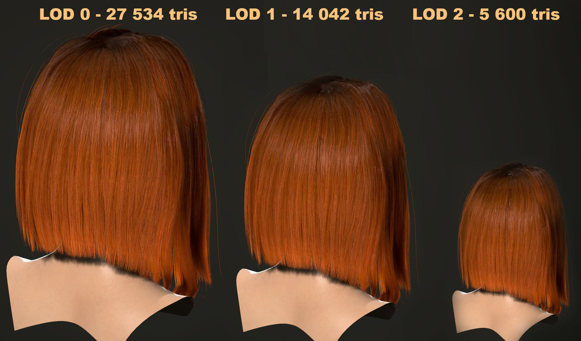 PBR realtime stylized hair for Abella plus UE4 project Low-poly 3D model_62