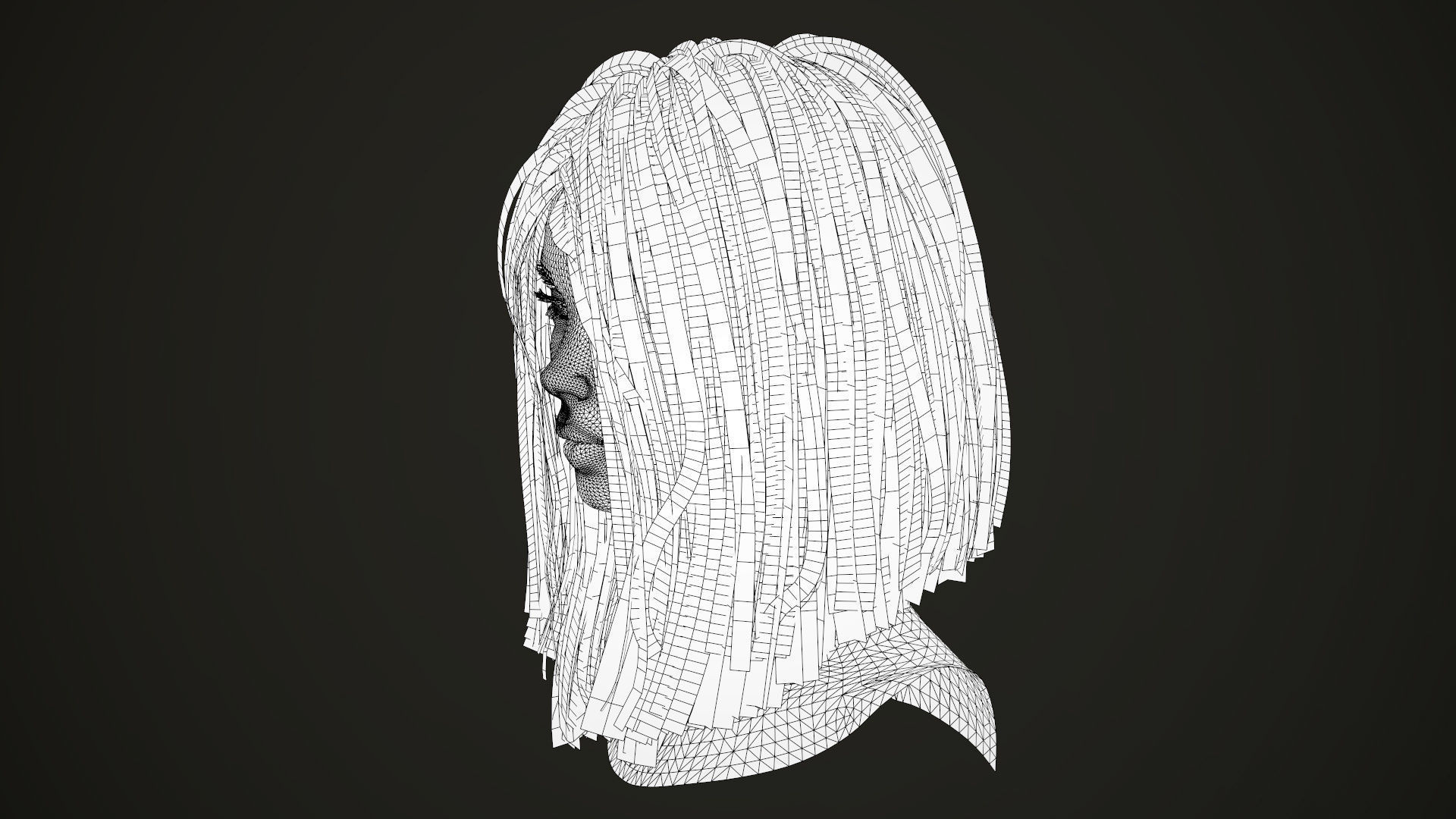 PBR realtime stylized hair for Abella plus UE4 project Low-poly 3D model_35
