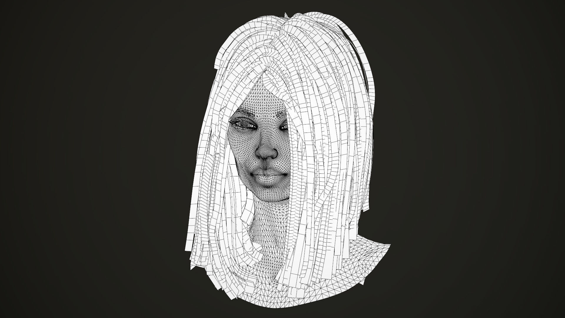 PBR realtime stylized hair for Abella plus UE4 project Low-poly 3D model_33