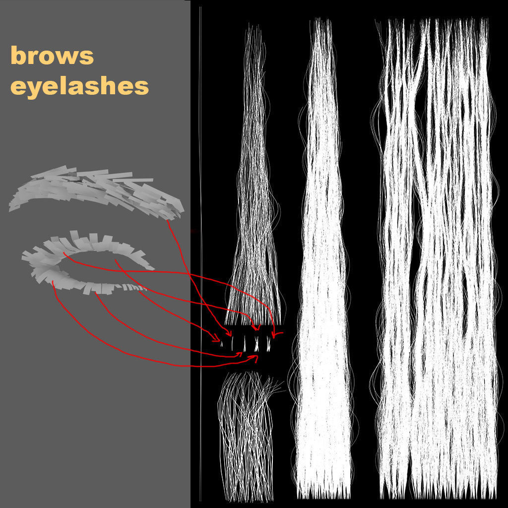 PBR realtime stylized hair for Abella plus UE4 project Low-poly 3D model_15