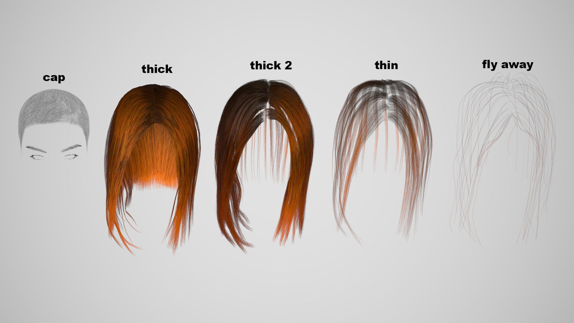 PBR realtime stylized hair for Abella plus UE4 project Low-poly 3D model_27