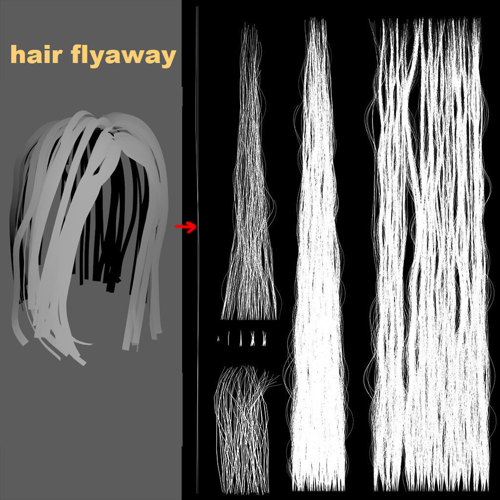 PBR realtime stylized hair for Abella plus UE4 project Low-poly 3D model_16