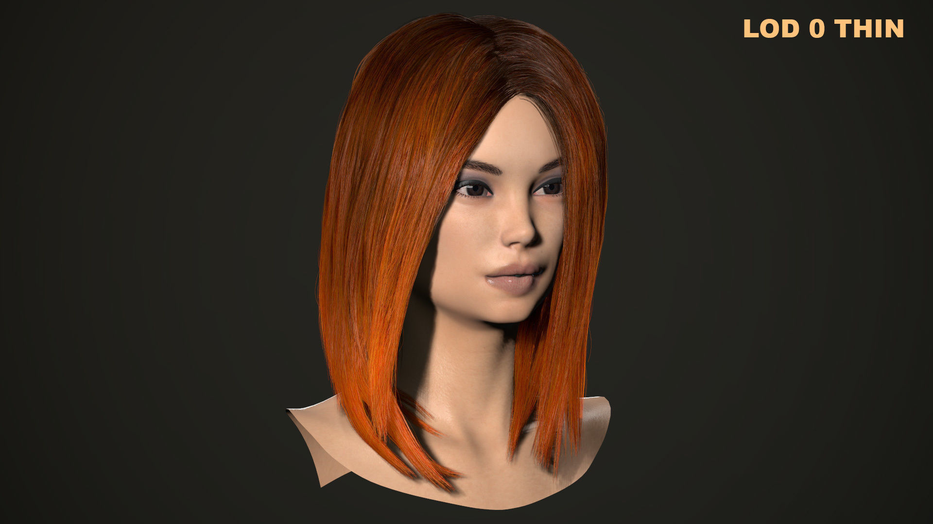 PBR realtime stylized hair for Abella plus UE4 project Low-poly 3D model_50