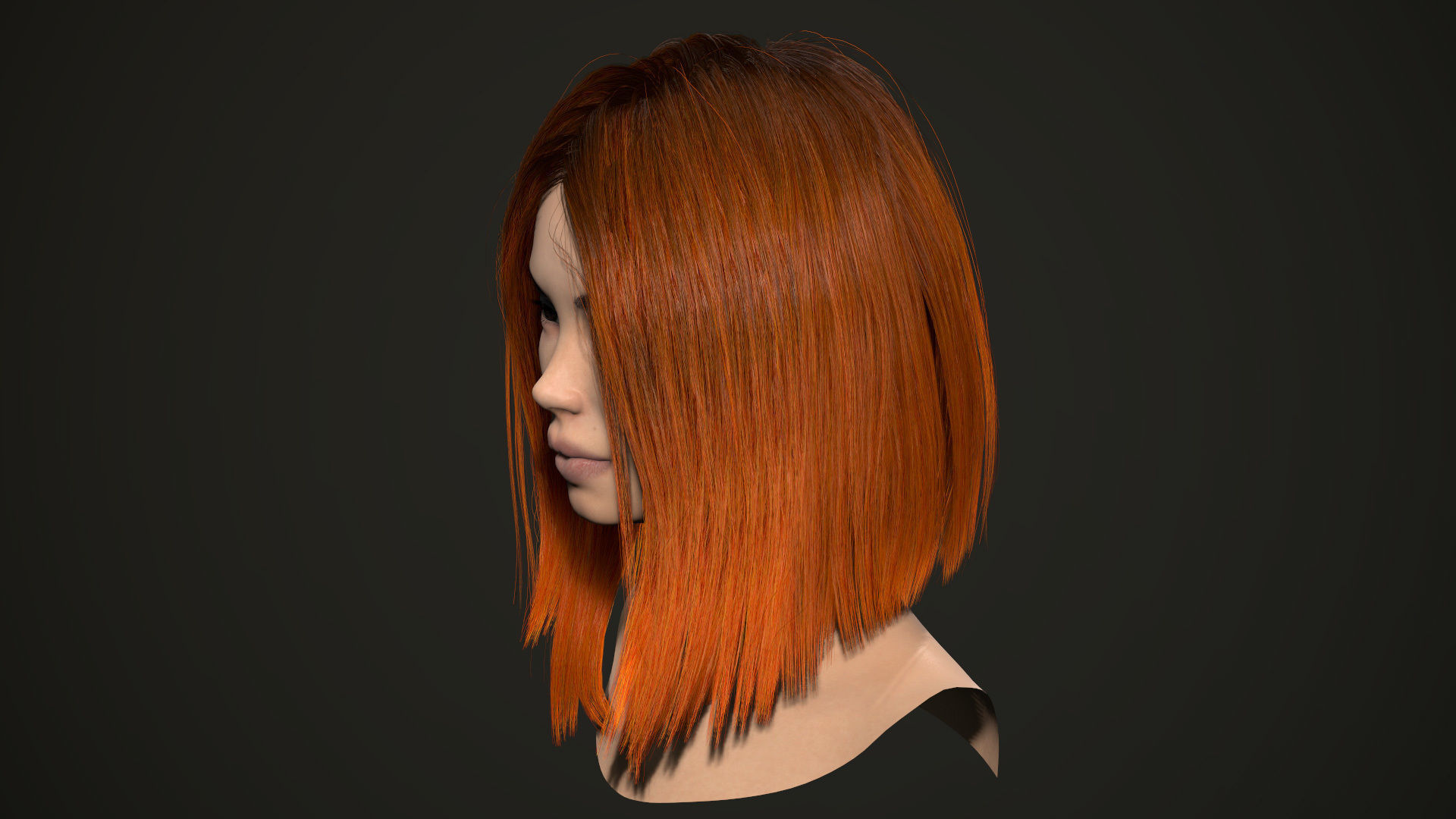 PBR realtime stylized hair for Abella plus UE4 project Low-poly 3D model_8