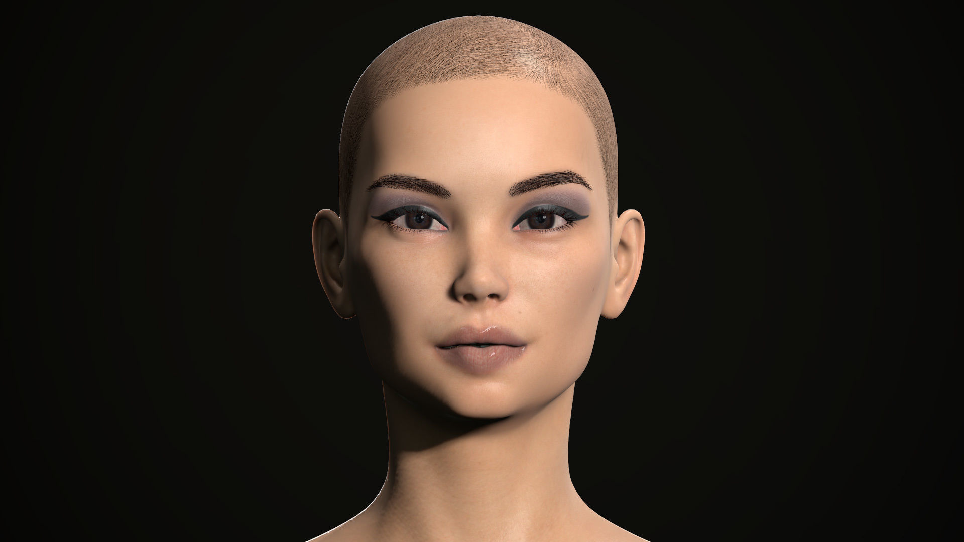 PBR realtime stylized hair for Abella plus UE4 project Low-poly 3D model_51