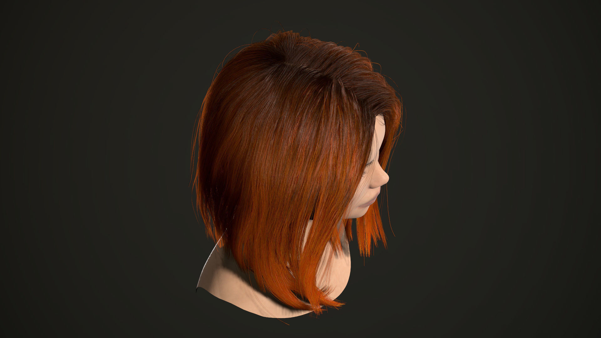 PBR realtime stylized hair for Abella plus UE4 project Low-poly 3D model_12