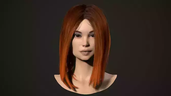 PBR realtime stylized hair for Abella plus UE4 project Low-poly 3D model