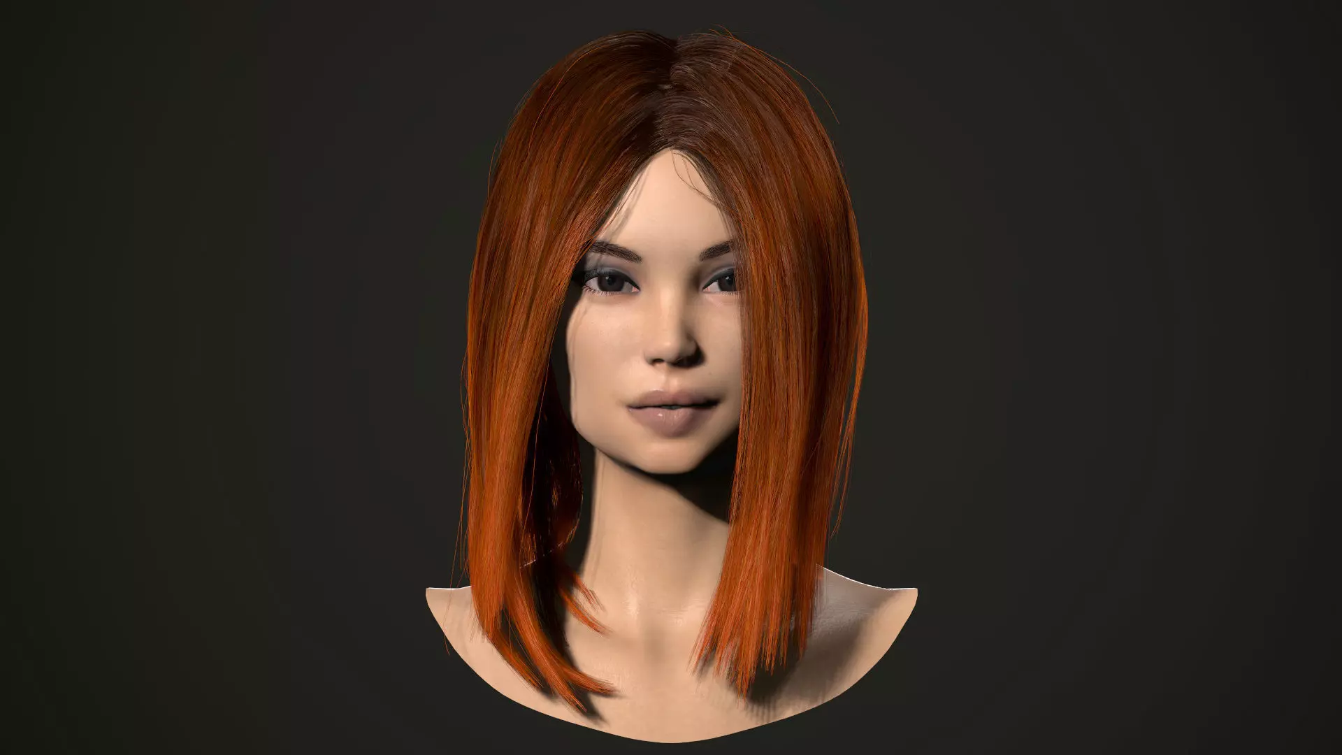 PBR realtime stylized hair for Abella plus UE4 project Low-poly 3D model_0
