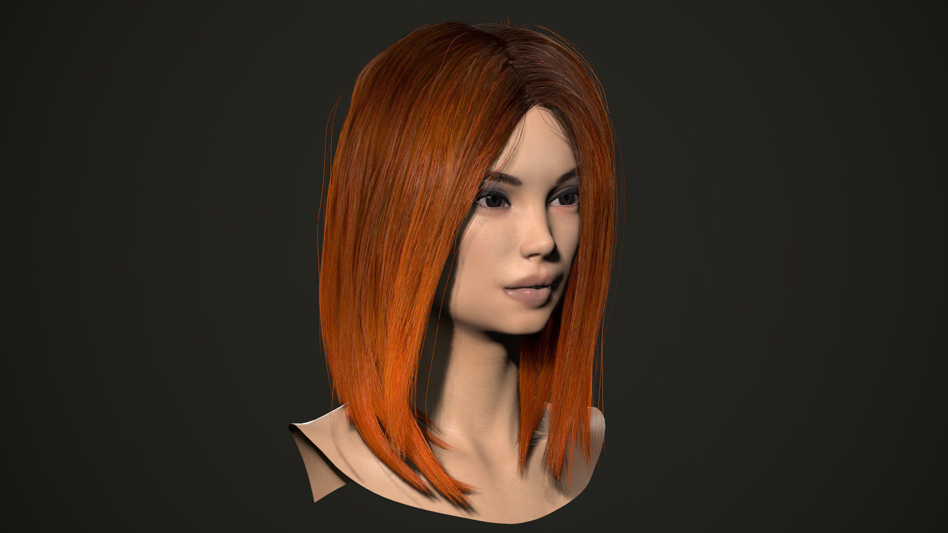 PBR realtime stylized hair for Abella plus UE4 project Low-poly 3D model_3