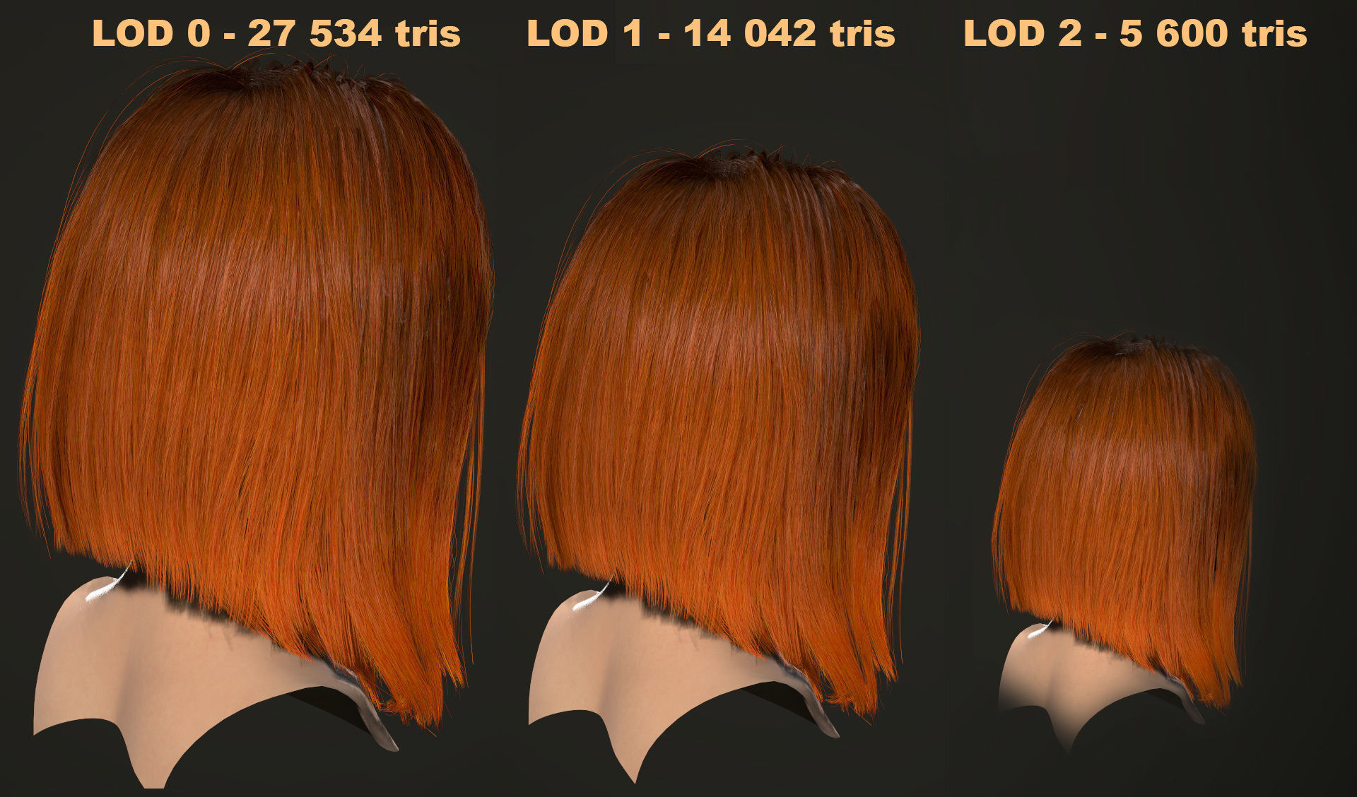 PBR realtime stylized hair for Abella plus UE4 project Low-poly 3D model_61
