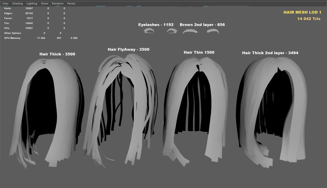 PBR realtime stylized hair for Abella plus UE4 project Low-poly 3D model_20