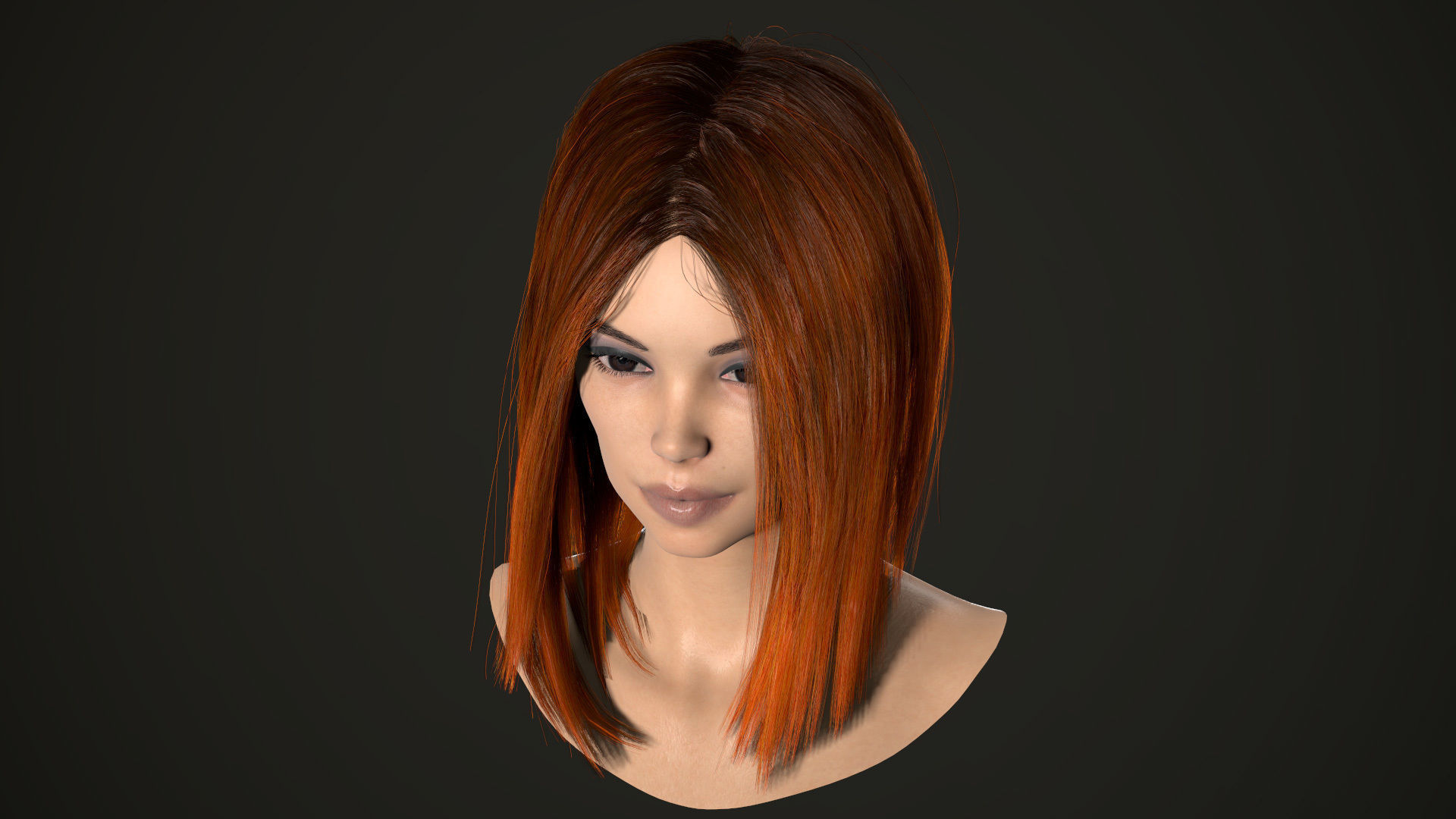 PBR realtime stylized hair for Abella plus UE4 project Low-poly 3D model_10