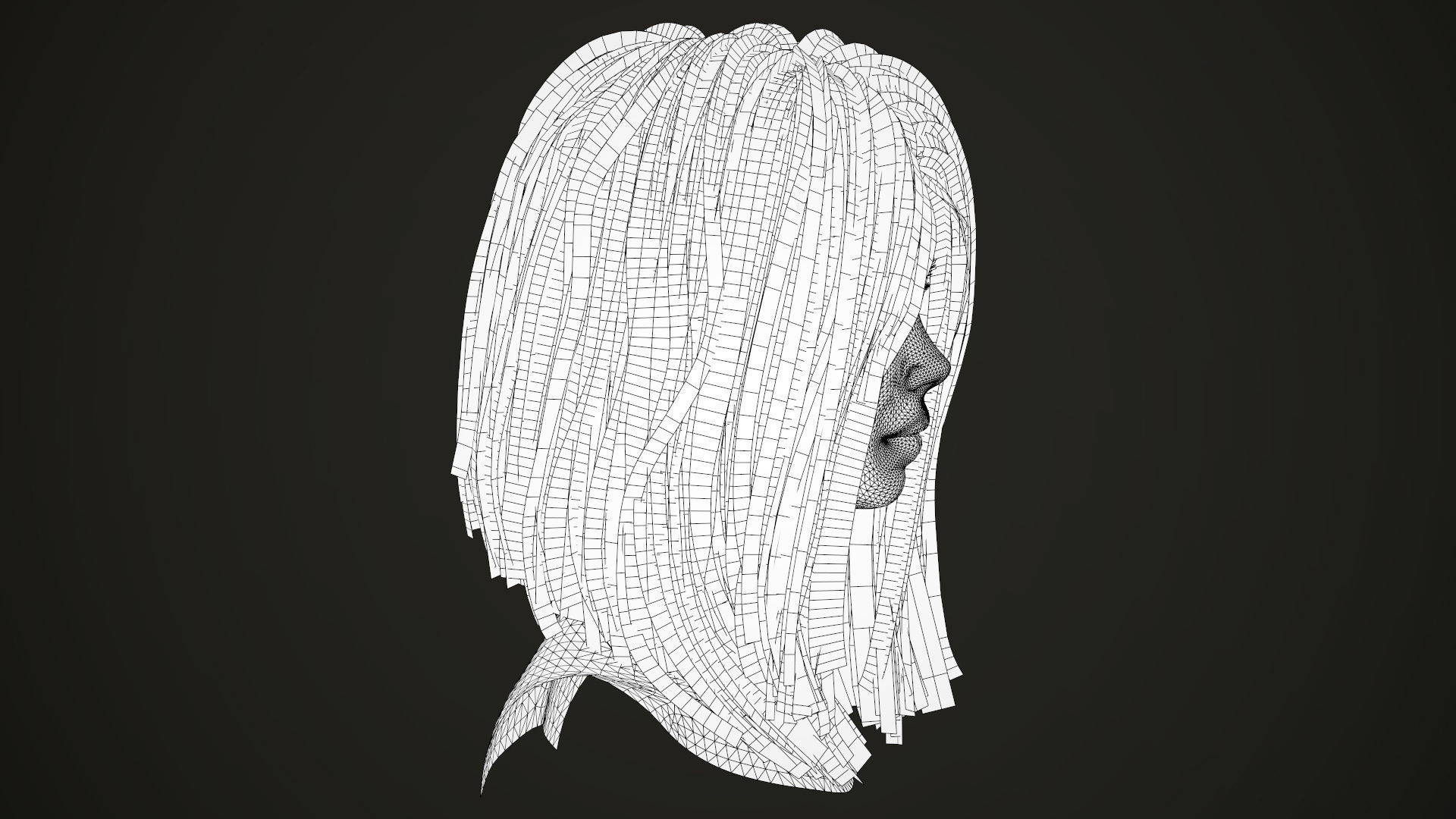 PBR realtime stylized hair for Abella plus UE4 project Low-poly 3D model_45