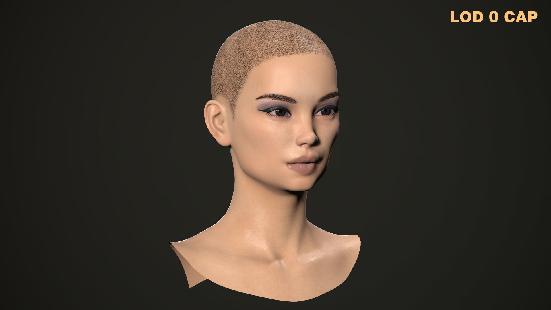 PBR realtime stylized hair for Abella plus UE4 project Low-poly 3D model_48