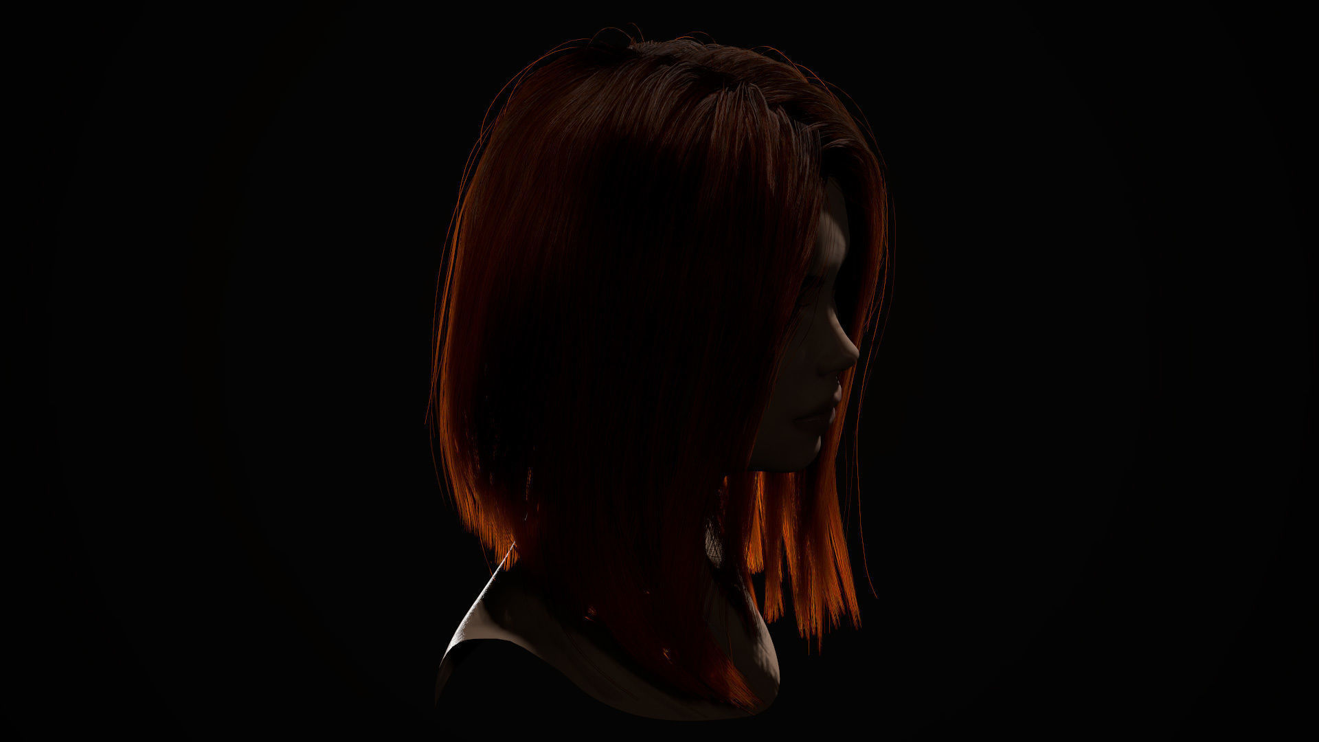 PBR realtime stylized hair for Abella plus UE4 project Low-poly 3D model_31