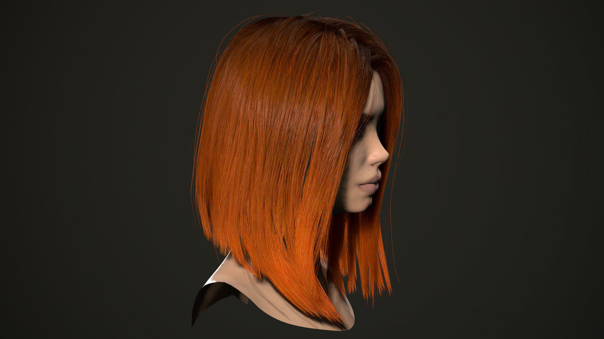 PBR realtime stylized hair for Abella plus UE4 project Low-poly 3D model_4