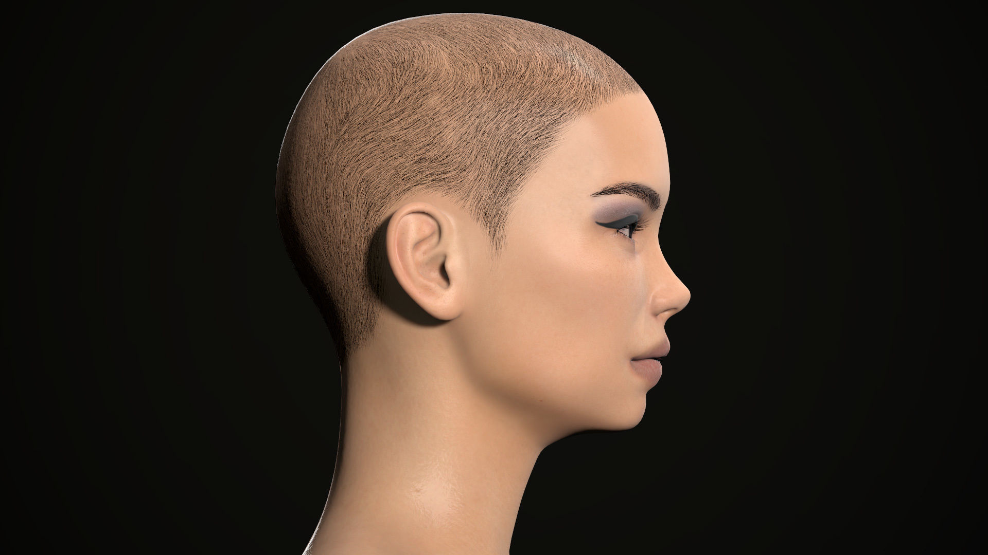 PBR realtime stylized hair for Abella plus UE4 project Low-poly 3D model_57