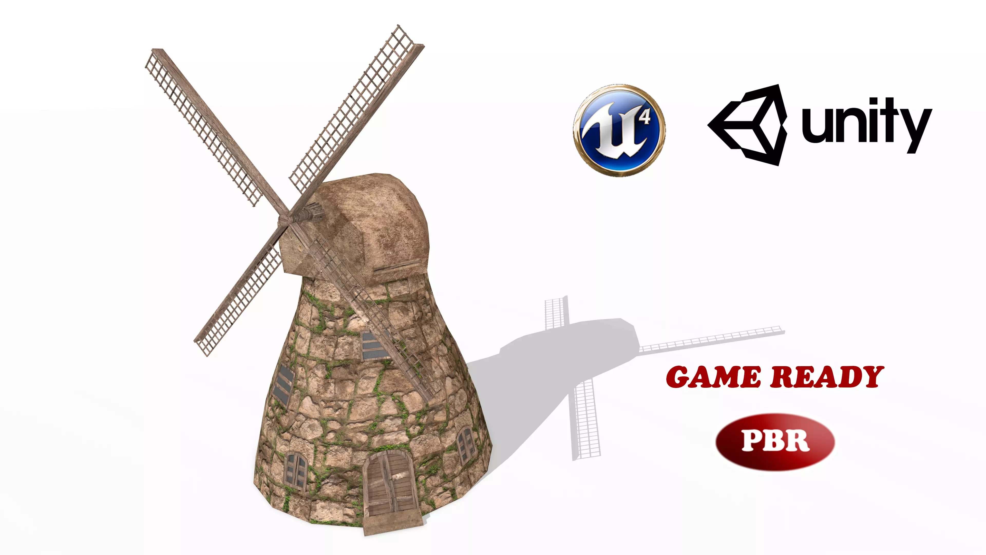 Medieval Windmill Low-poly 3D model