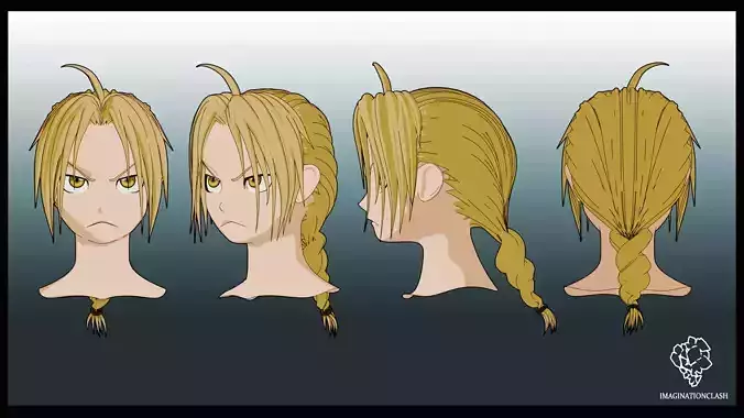 edward elric hairstyle 3D