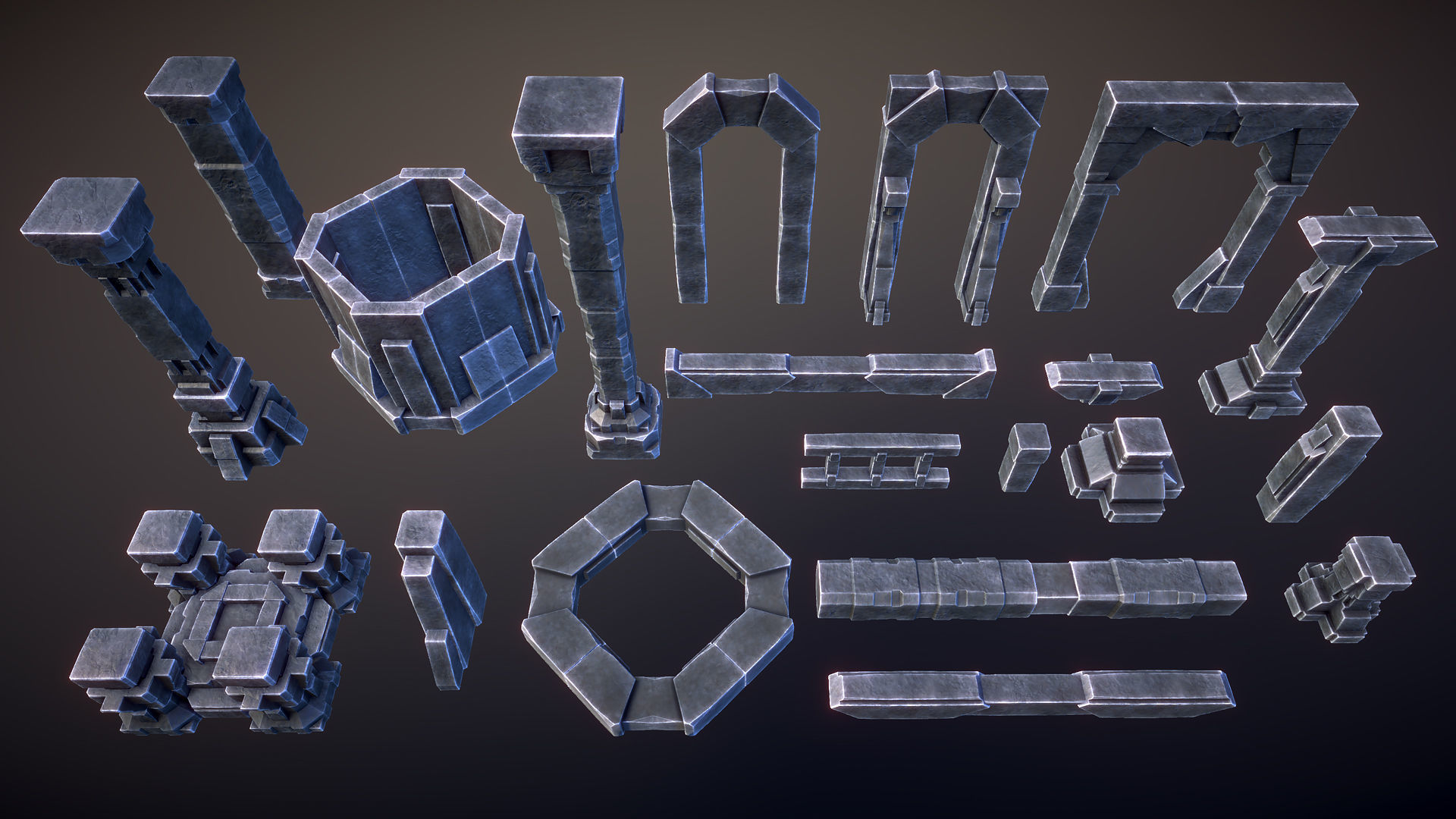 Dwarven ruins Low-poly 3D model_5