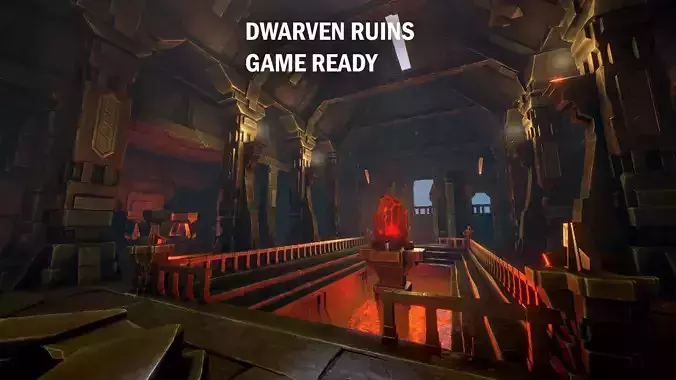 Dwarven ruins Low-poly 3D model