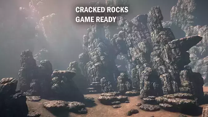 Cracked rocks Low-poly 3D model