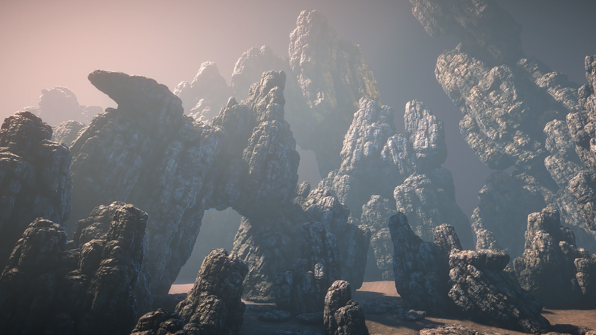 Cracked rocks Low-poly 3D model_1