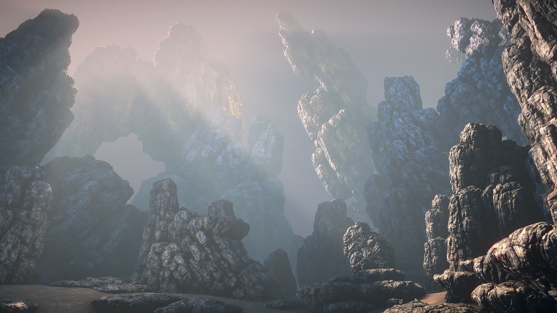 Cracked rocks Low-poly 3D model_3