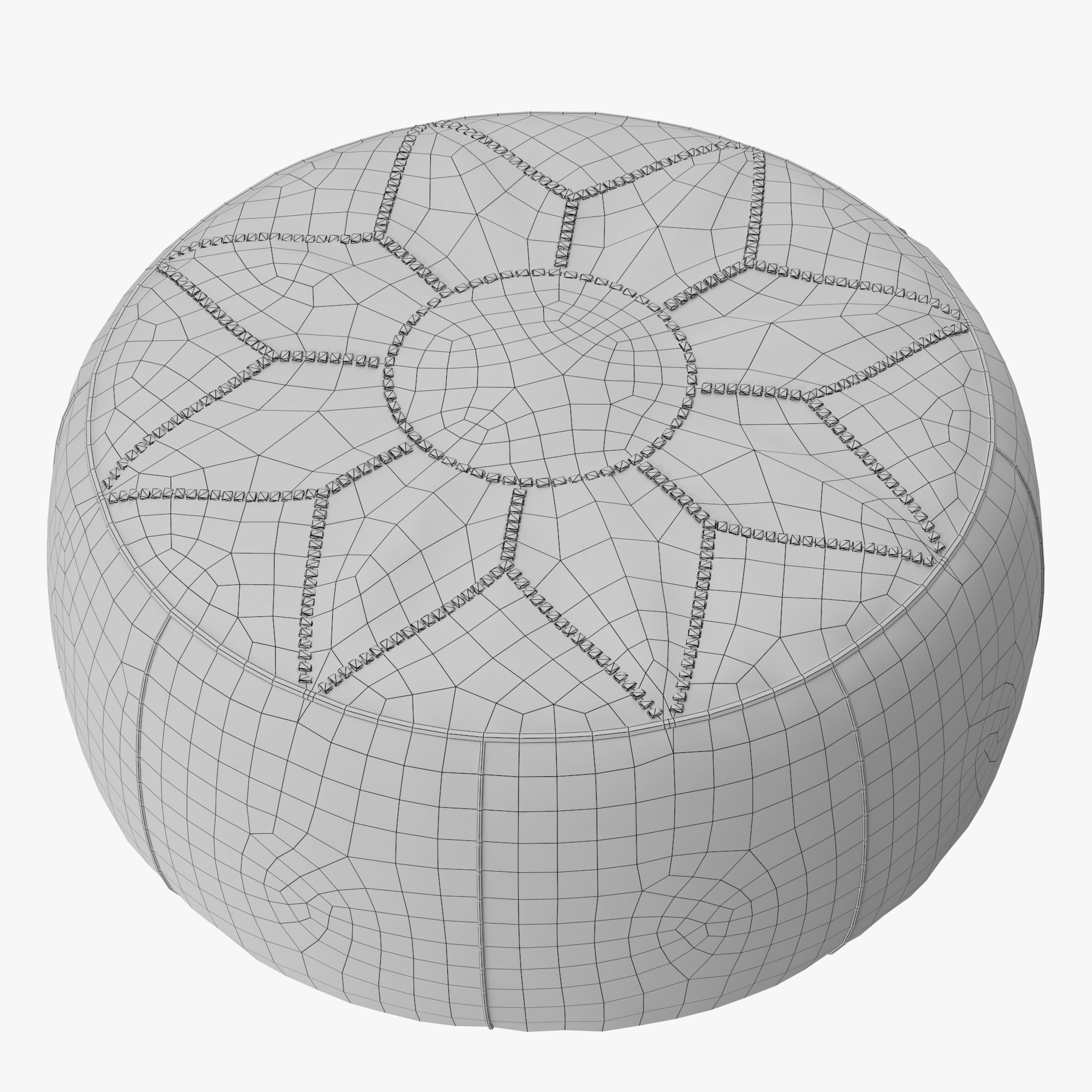 Red Black Moroccan Leather Pouf 3D model_14