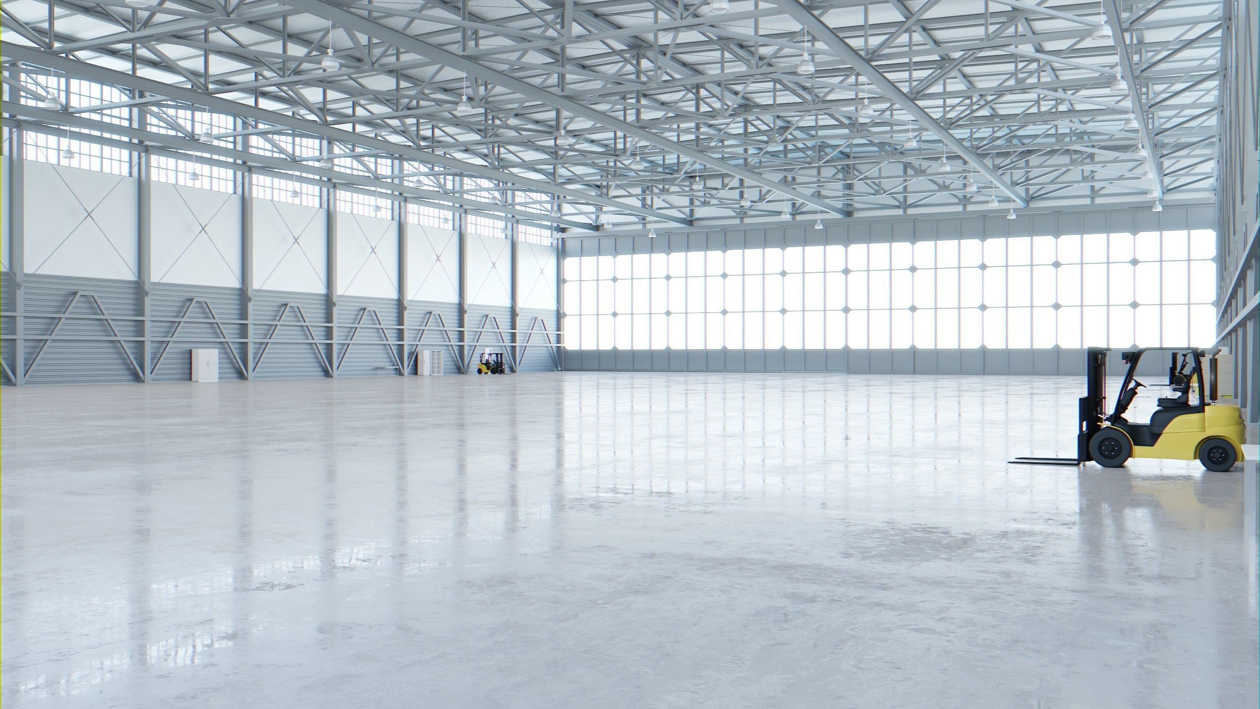 Airplane Hangar Interior 4 Low-poly 3D model_1