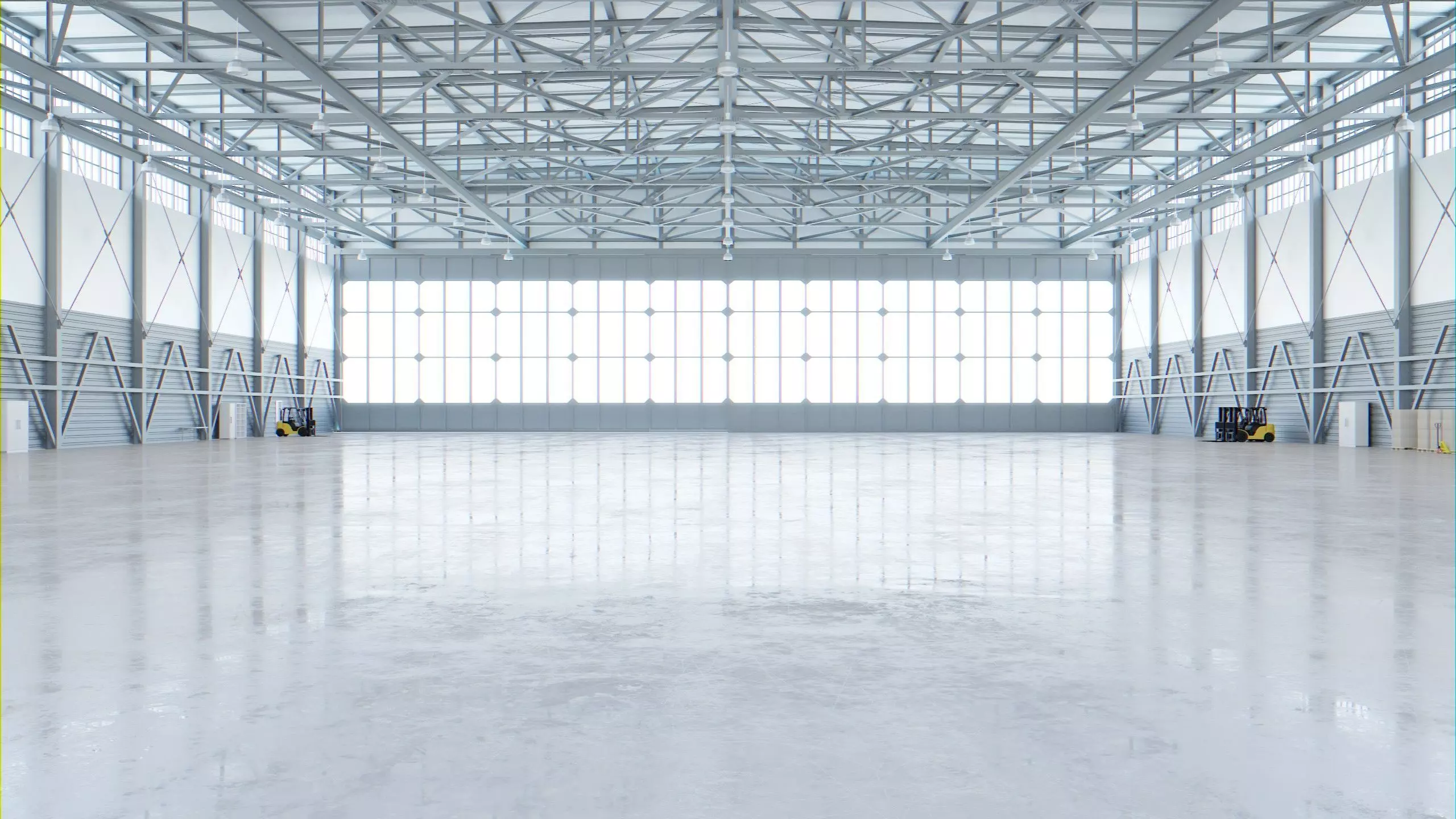 Airplane Hangar Interior 4 Low-poly 3D model_0