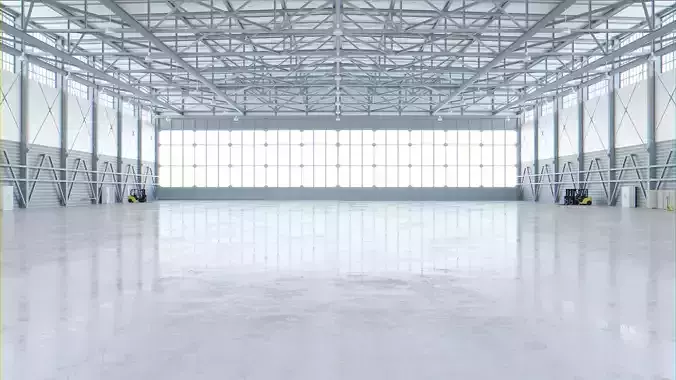 Airplane Hangar Interior 4 Low-poly 3D model